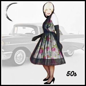 Vintage Formal Iconic 50s Dress Fit & Flare Evening Party Cocktail
